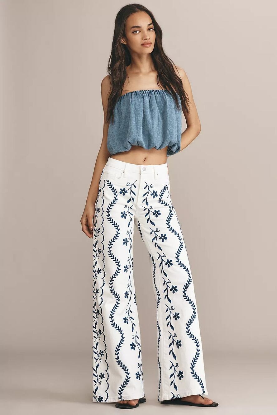 Anthropologie Driftwood Penelope Mid-Rise Palazzo Jeans - 29